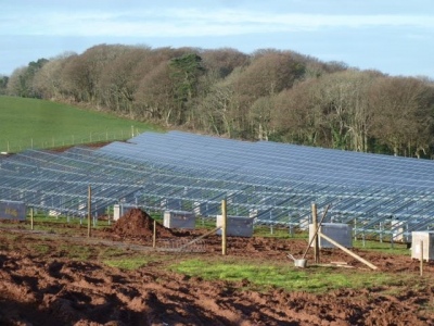 Newton Downs Solar Farm during construction from Yealm Community Energy