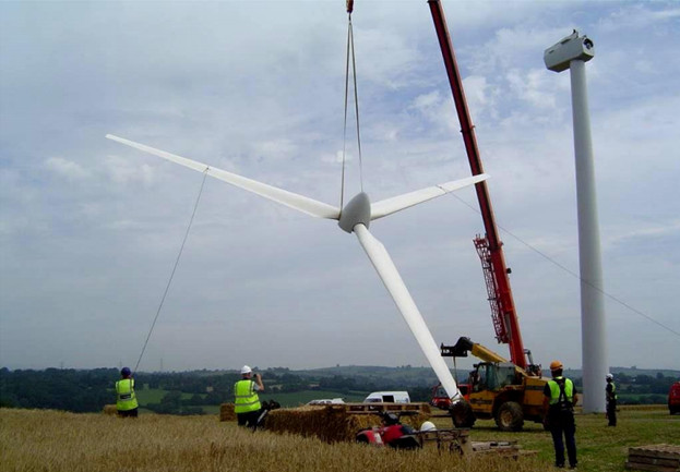 Wind turbine under construction